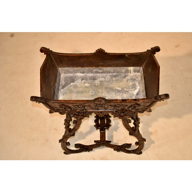 Wood 19th Century Black Forest Carved Planter on Stand For Sale - Image 7 of 11