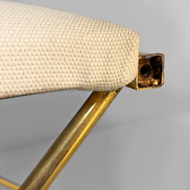 Italian Modern Stools in Gilt Metal and White Fabric, 1980s, Set of 2 For Sale - Image 11 of 18