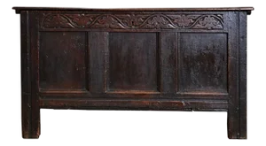 French 19th Century Solid Oak Carved Coffer