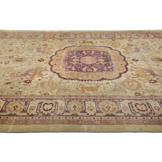 Antique Wool Rug Agra From the 1890s With Medallion Design For Sale - Image 9 of 10