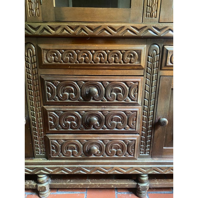 1970s Vintage Solid Mahogany Spanish Colonial Cabinet For Sale - Image 5 of 6