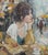 Original oil paintng by Sean Wu, Afternoon Pause, The girl was having afternoon tea in a coffee shop, watching the...