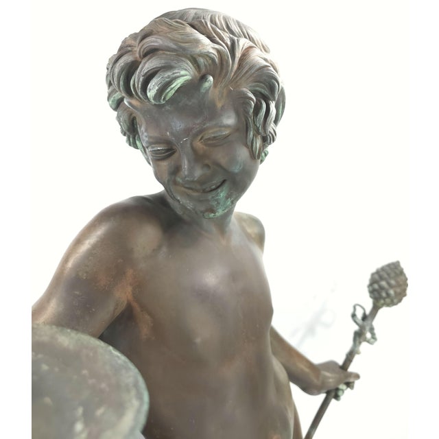 Large 34" Antique Grand Tour Mythological Roman Bronze Sculpture of Pan or a Youthful Faun For Sale - Image 4 of 18