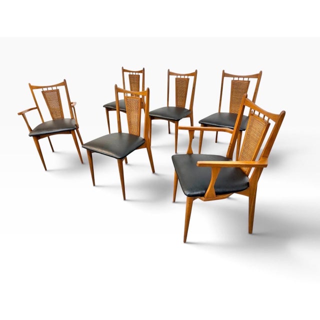 Mid-Century Modern Mid-Century Modern Walnut Cane Back Dining Chairs - Set of 6 For Sale - Image 3 of 9