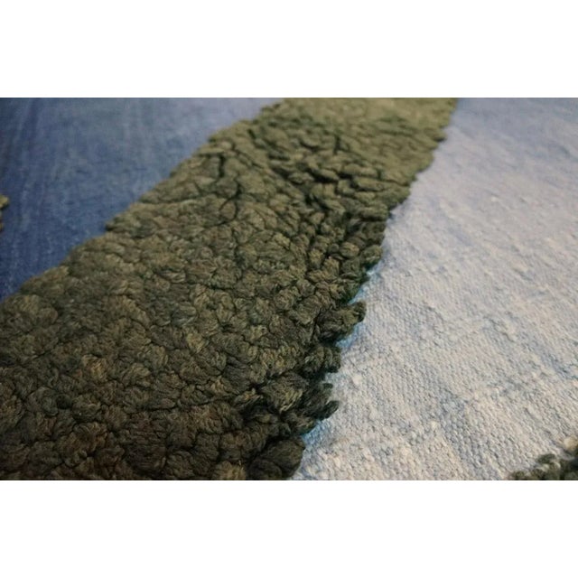 Textile Mid Century Modern Blue and Cream English Art Moderne Tapestry by Stefan Knapp For Sale - Image 7 of 7