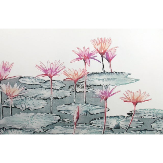 1980s Catherine O'Connor "Oasis I" Signed and Numbered Etching of Water Lily Pads For Sale - Image 5 of 6