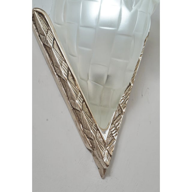 Silver French Art Deco Wall Sconces by Jamain & Degue 1920s France - A Pair For Sale - Image 8 of 14