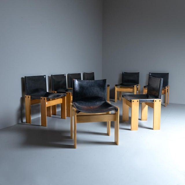 Monk Chairs in Leather by Afra & Tobia Scarpa for Molteni, 1973, Set of 8 For Sale - Image 13 of 13