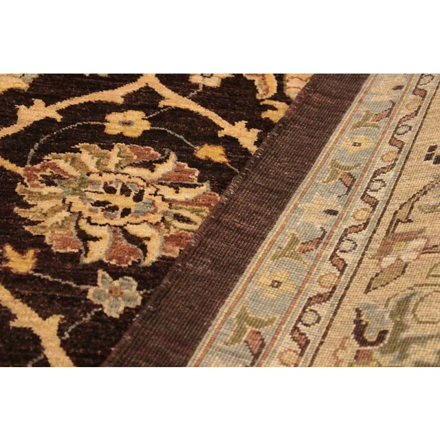 1990s Shabby Chic Kafkaz Brown/Lt. Tan Hand-Knotted Rug - 9'0 X 11'8 For Sale - Image 4 of 8