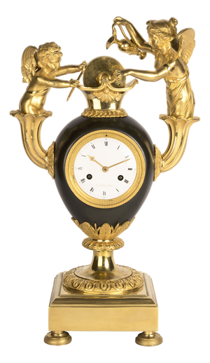 Empire Clock with Cupid Sharpening the Arrow of Love attributed to Claude Galle, 1805