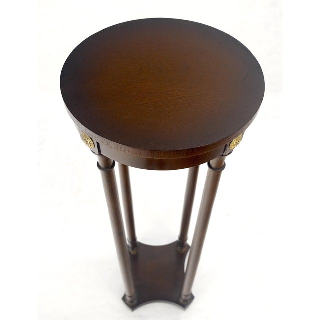 Wood Baker Dark Mahogany 13" Round Neoclassical Pedestal Plant Lamp Stand Table MINT For Sale - Image 7 of 13