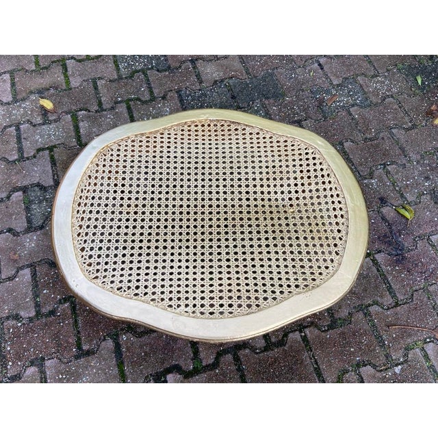 French 1950s French Louis XVI Gold Beech Cane Coffee Table - 1 Pc For Sale - Image 3 of 7