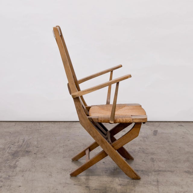 Brutalist 1950s Brutalist Slat Back Adjustable Armchairs- a Pair For Sale - Image 3 of 11