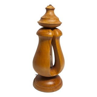 Vintage Wood Table Lamp, 1960s For Sale