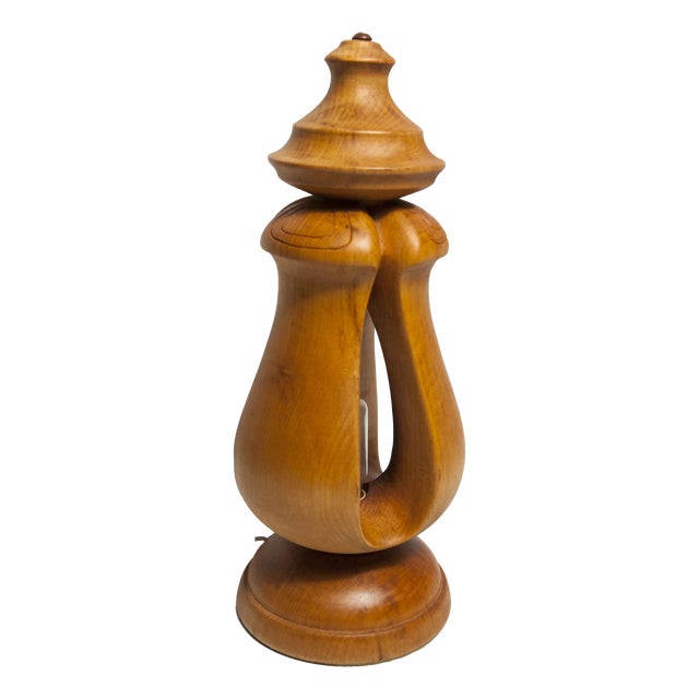 Vintage Wood Table Lamp, 1960s For Sale