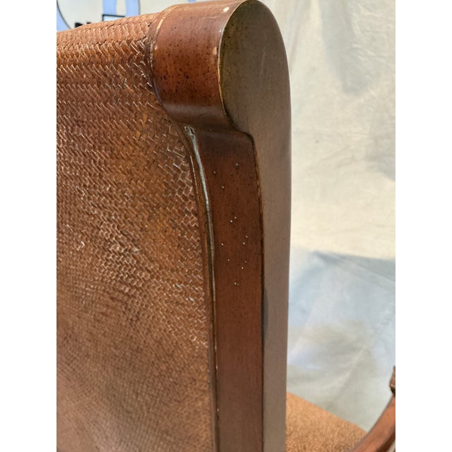 Wood Late 20th Century Regency Style Carved Lion Head Armchair With Cane Back & Leopard Upholstery For Sale - Image 7 of 18