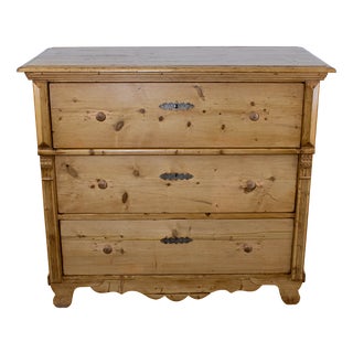 Antique Waxed Stripped Pine Chest of 3 Drawers, Late 19th Century For Sale
