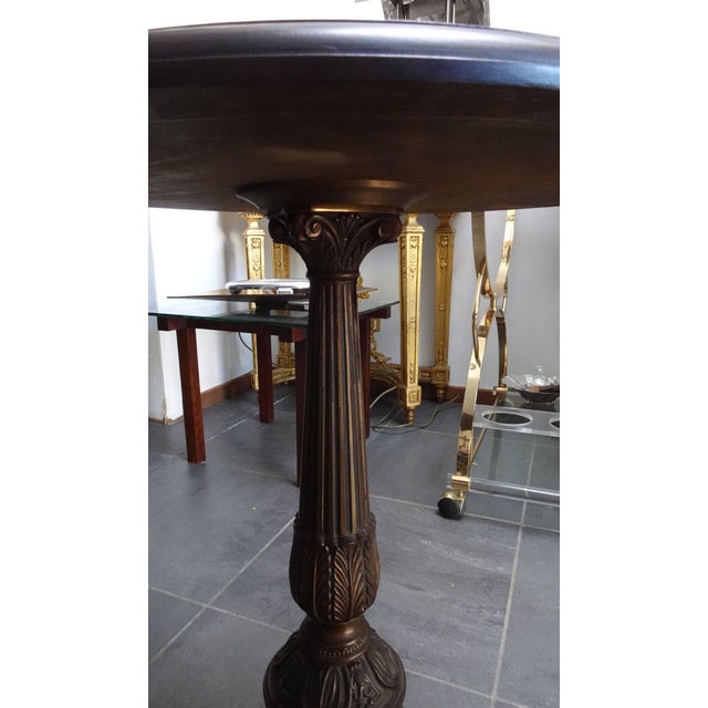 Red Neo-Classical Side Table in Leather Wood and Bronze, 1970s For Sale - Image 8 of 10