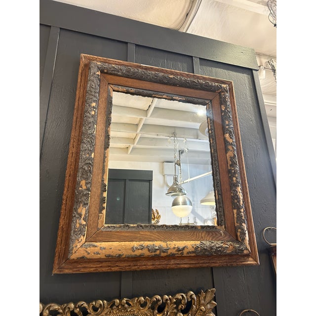 Wood Vintage Distressed Wood Frame With New Mirror For Sale - Image 7 of 10