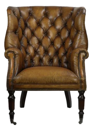 Matthew Izzo Home English Leather Wingback Tufted Library Chair