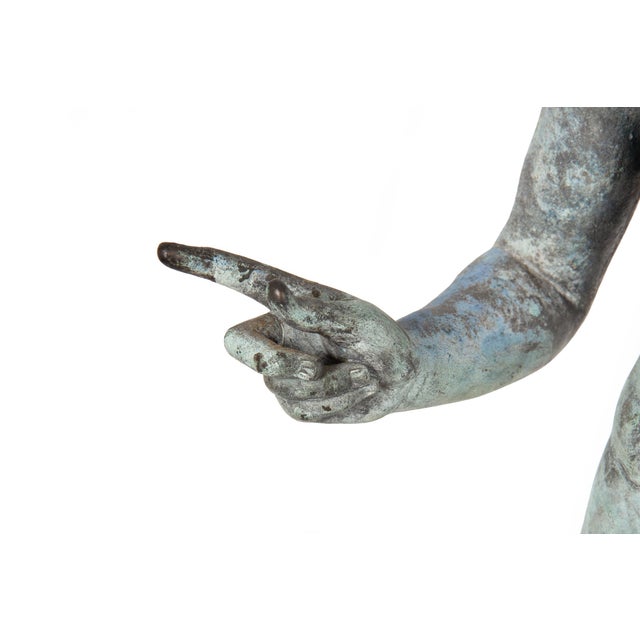 Metal Fine Italian Grand Tour Antique Bronze Sculpture Statue of Narcissus of Pompeii For Sale - Image 7 of 18