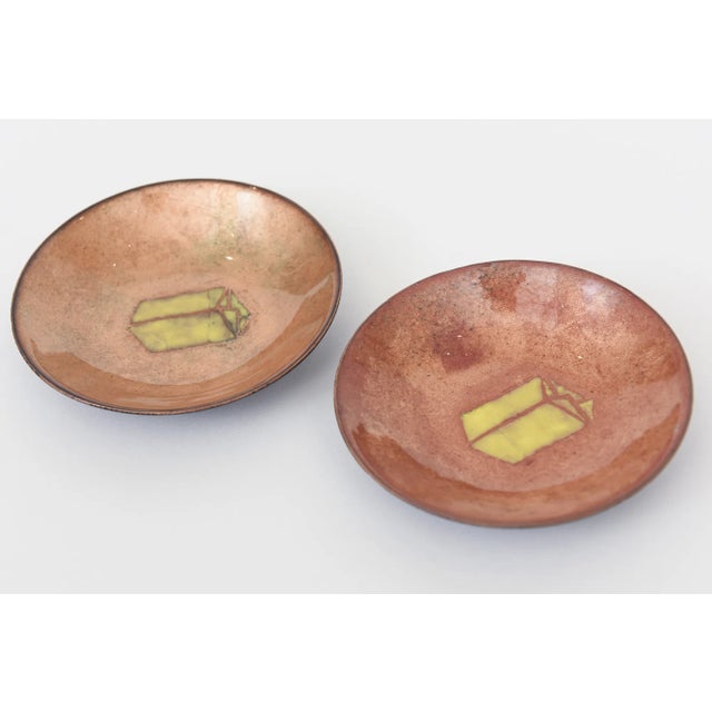 Metal Vintage Enamel Over Copper Small Serving Dishes Set of 10 For Sale - Image 7 of 12