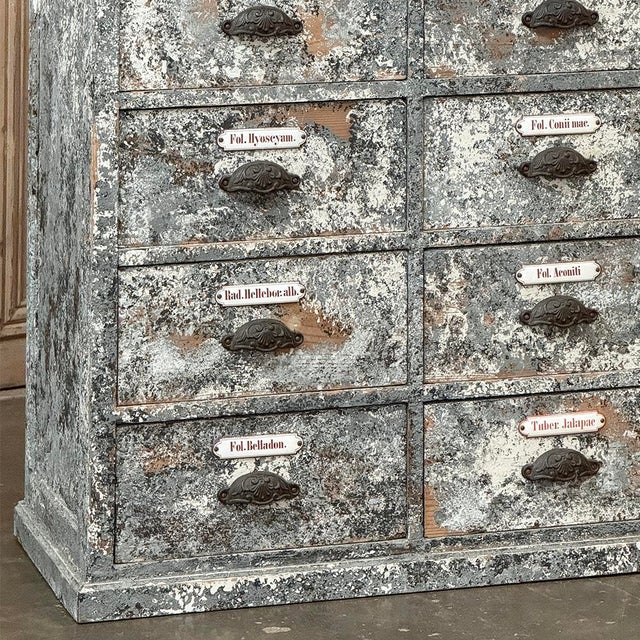 Antique Apothecary Cabinet ~ Credenza in Distressed Painted Pine For Sale In Dallas - Image 6 of 18
