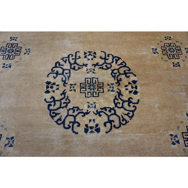 Late 19th Century Sublime Rose Color With Peculiar Geometric Desing Antique Chinese Peking Rug For Sale - Image 5 of 14