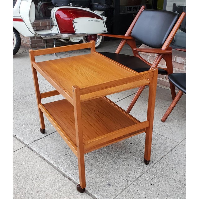 Mid Century Modern Teak Danish Bar Cart by Brdr. Furbo Made in Denmark Spottrup 1960s For Sale - Image 12 of 13