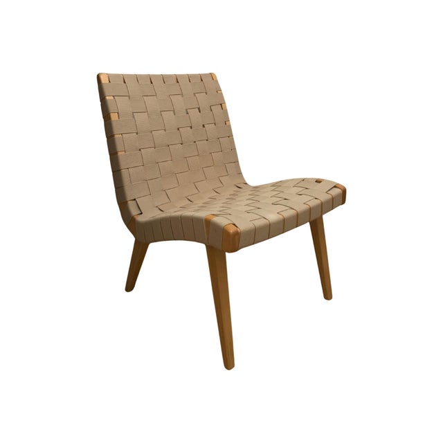 Lounge Chair with Flax Webbing and Clear Maple Finish by Jens Risom for Knoll Inc. For Sale - Image 10 of 13