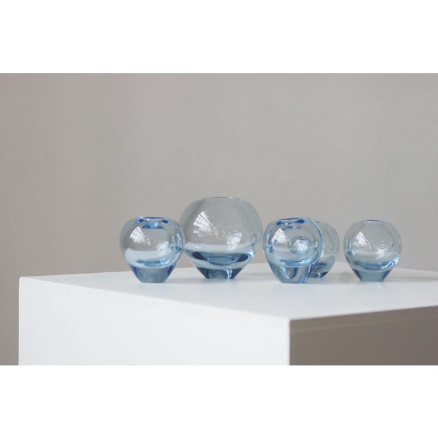 Mid-Century Modern Rondo Vases Aqua by Per Lütken for Holmegaard, Denmark, Set of 5 For Sale - Image 3 of 5