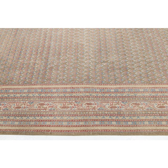 1920s Antique Tabriz Style Wool Rug With Geometric Pattern in Subtle Earth Tones For Sale - Image 5 of 11