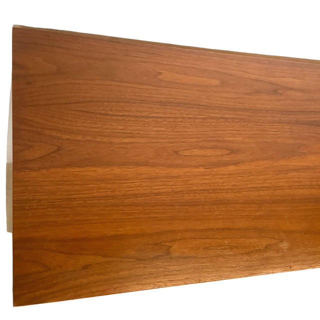 Vintage Mid-Century Modern Walnut Credenza With Sculptural Metal Pulls For Sale - Image 15 of 15