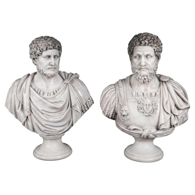 Antique 20th Century Marble Busts of Emperors Lucius Verus & Antoninus Pius, Set of 2 For Sale - Image 18 of 18