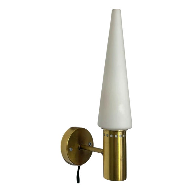 Wall Lamp in Brass and Opal Glass by Hans-Agne Jakobsson, 1960s For Sale