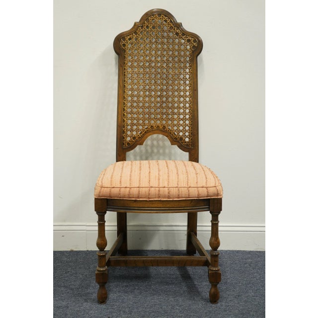 Wood Set of 7 Antique Vintage Solid Walnut Rustic European Style Cane Back Dining Side Chairs For Sale - Image 7 of 13