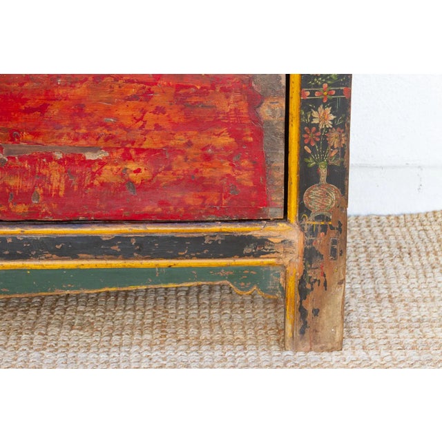 Wood Antique Painted Qing Dynasty Buffet Cabinet For Sale - Image 7 of 15