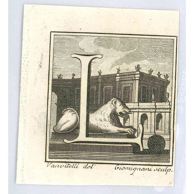 Letter l is an etching realized by luigi vanvitelli in 18th century. The etching belongs to the print suite “antiquities...