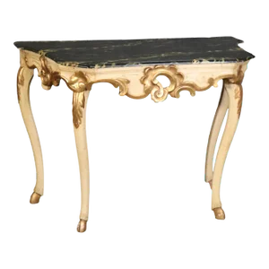 Baker Furniture Faux Marble Paint Decorated French Louis XV Console Table