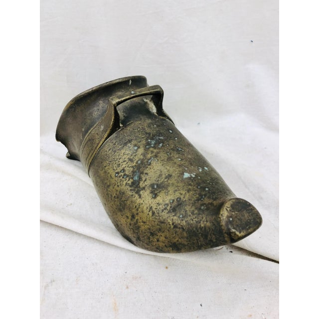 Shabby Chic Antique Brass Slipper For Sale - Image 3 of 7