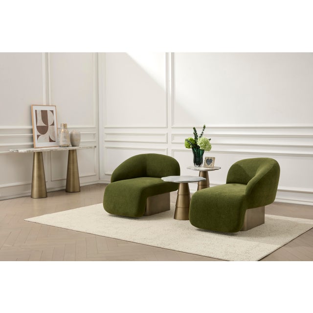Kaia Modern Green Boucle Right Arm Accent Chair For Sale - Image 4 of 5