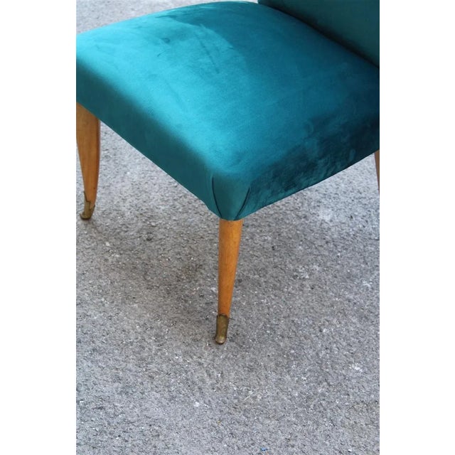1950s Set of Italian Petrol Green Velvet Lounge Chairs, 1950s For Sale - Image 5 of 9