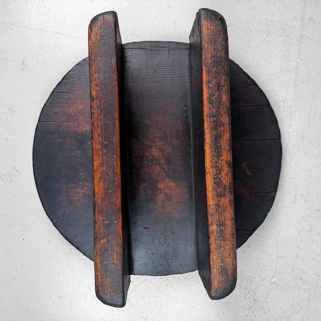 Japanese Wabi-Sabi Wooden Oke Lid Display Stand, 1910s For Sale - Image 4 of 11
