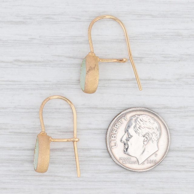 New Nina Nguyen Aquamarine Druzy Drop Earrings 18k Yellow Gold Hook Posts - 2 Pieces For Sale - Image 4 of 4