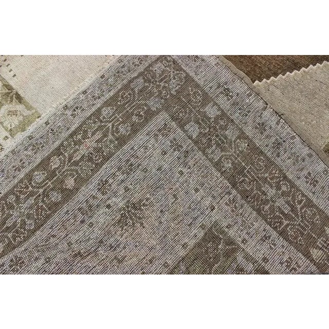 Textile Vintage Turkish Oushak Rug With Medallion Design in Soft Taupe, and Sage Green For Sale - Image 7 of 8