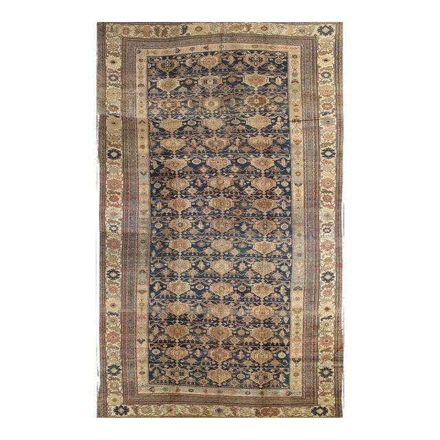 Antique Persian Malayer Carpet, Handmade Oriental Rugs, Navy, Orange, Cream For Sale