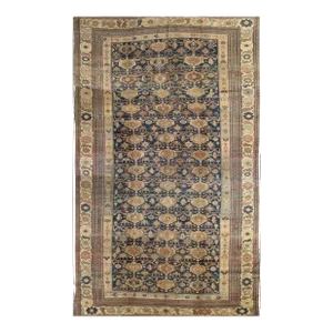 Antique Persian Malayer Carpet, Handmade Oriental Rugs, Navy, Orange, Cream