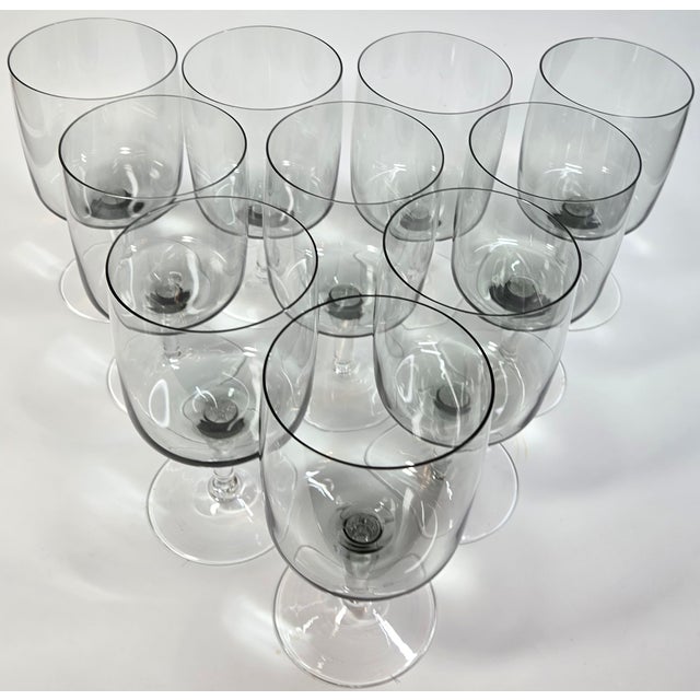 Glass Mid-Century Smoke Goblets- Set of 10 For Sale - Image 7 of 12