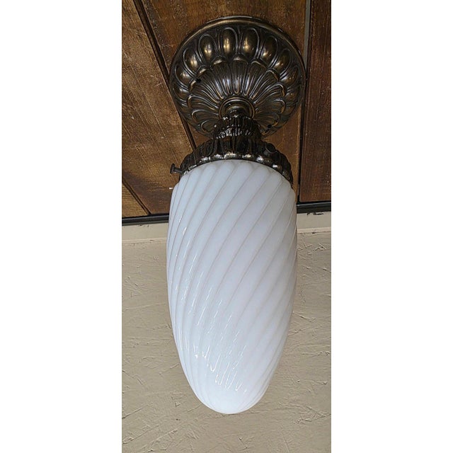 Antique Milk Glass Globe Flush Mount Ceiling Light Hallway Entry ...