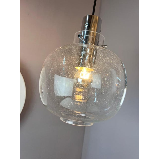 Hanging Lamp in Glass and Chrome from Glashütte Limburg For Sale - Image 5 of 11